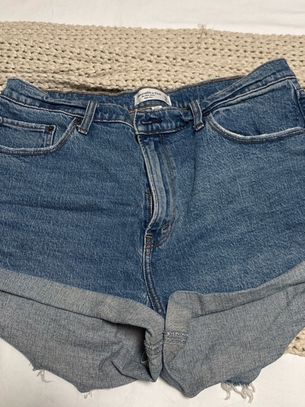 Abercrombie & Fitch Medium Blue Rolled Hem Denim Shorts